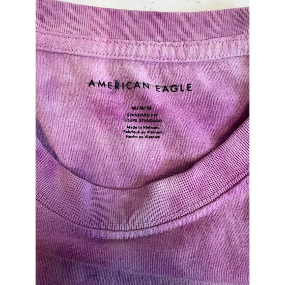 American Eagle Pink Tie Dye Medium Long Sleeve Shirt 100% Cotton - Picture 3 of 5